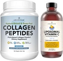 Amandean Premium Liposomique Vitamine C et Bovine Collagen Peptides Bundle. Puissant Antioxydant. Liquid Quali-C. Collagène à gazon. Hydrolysée de type 1 et 3. Peau, cheveux et ongles sains