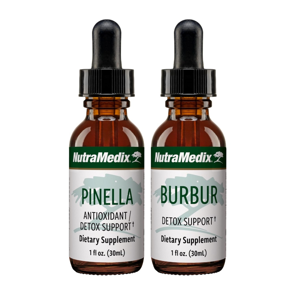 Bundle de soutien de désintoxication NutraMedix - gouttes liquides pour nettoyer et désintoxication Support et brouillard cérébral occidental - gouttes d'anis Pinella et extrait de Burbur pour une désintoxication saine (2 comte, 1 oz)