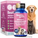 Soutien de poids et de thyroïde pour chiens et chats, solution naturelle pour le contrôle de la faim, support de métabolisme, fonction thyroïdienne optimale, perte de poids efficace chien et chat, 400 pilules sans odeur, sans goût