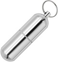 Portable Pill Organizer Small Travel Pill Box Keychain Mini Daily Pill Case Container, Etanche Metal Pill Holder Medicine Bouteille pour suppléments, pilules, vitamines et médicaments (Grande)