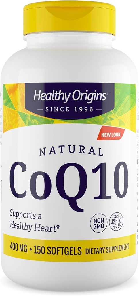 Healthy Origins® CoQ10 400 mg – L'Ubiquinone trans-isomère naturelle – Fermenté au levure, soutient la santé cardiaque et l'énergie cellulaire – non-OGM 150 Softgels
