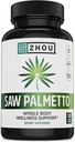 Zhou Saw Palmetto Supplément pour hommes - Complexe Premium, Formule avancée, Extra Strength 450mg Saw Palmetto Berry Par Capsule - 100 Capsules végétariennes