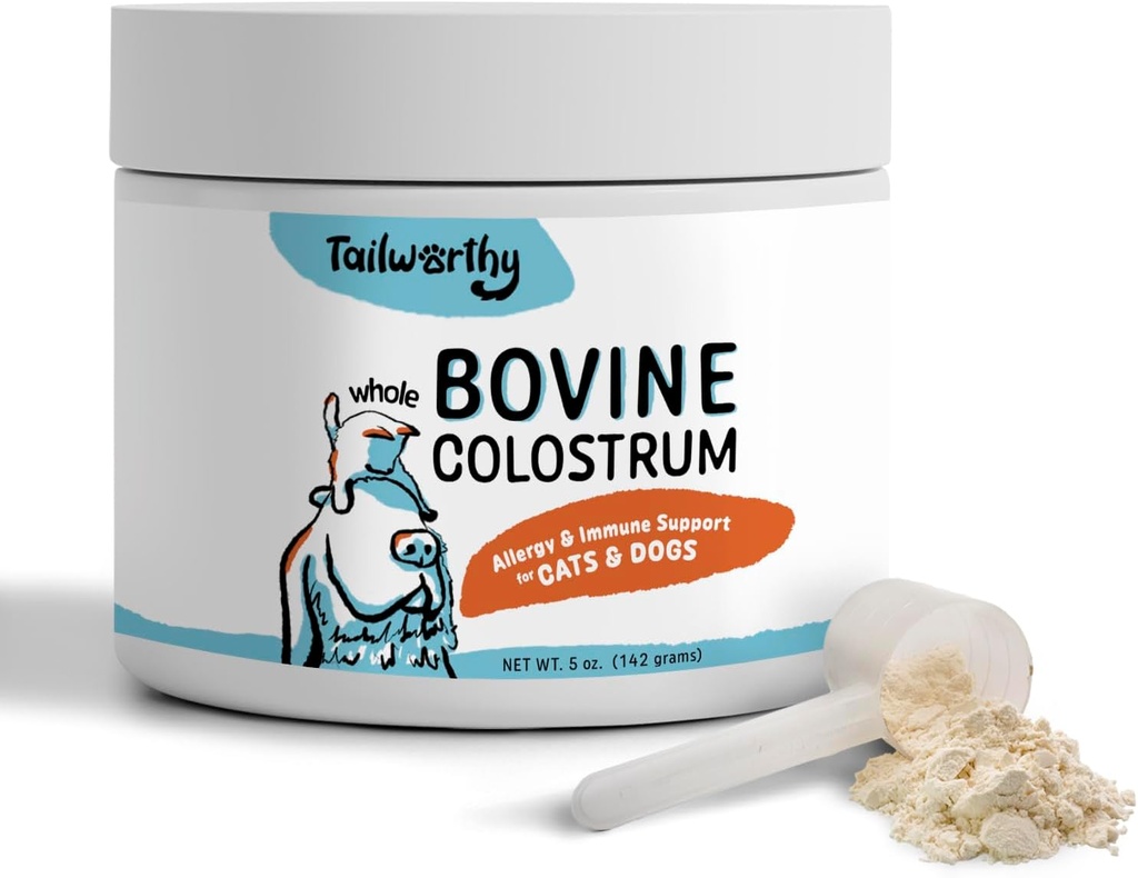 100% Bovin Colostrum pour les chiens et les chats, l'allergie et le soutien immunitaire, 60 portions, non-OGM, sans gluten pour plus d'énergie, de bien-être et de digestion plus saine