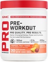 GNC Pro Performance Pre Workout poudre pour hommes et femmes, énergie, hydratation, focus, sans sucre, sans gluten, supplément de performance, punch de fruits tropicaux, 30 portions