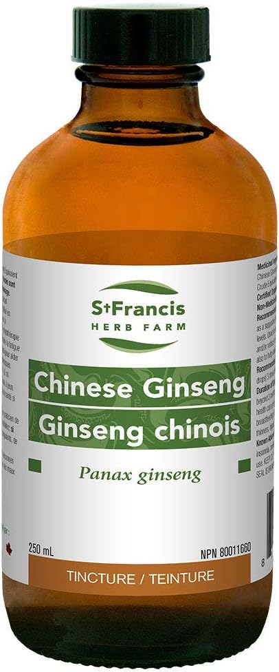 St Francis Herb Farm - Chinese Ginseng (Panax ginseng, root) Certified Organic Herbal Tincture Extract – traditionally used in Herbal Medicine as a supportive therapy for the promotion of healthy