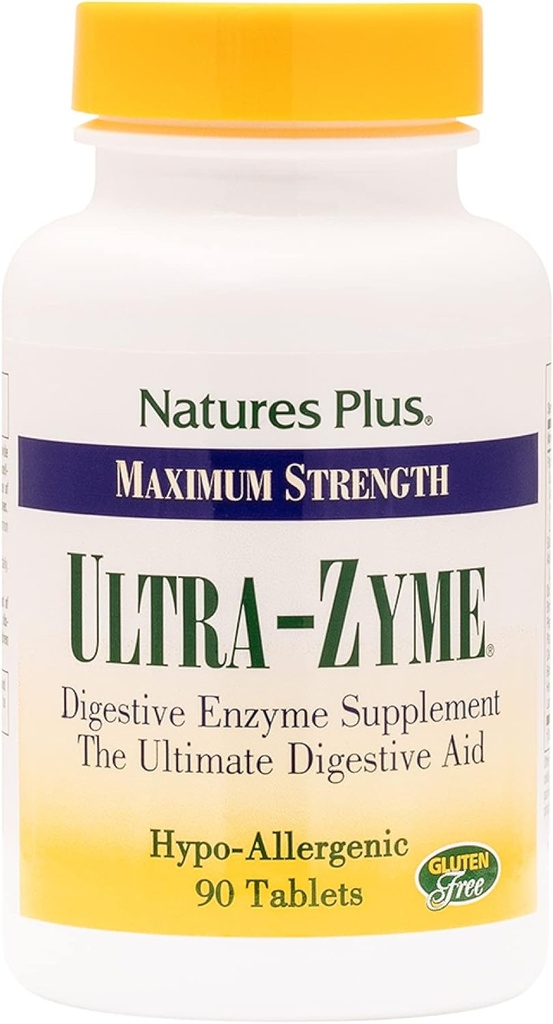 NaturesPlus Ultra-Zyme - 90 comprimés - Supplément enzymatique pour soutenir une digestion saine - Sans gluten - 45 portions
