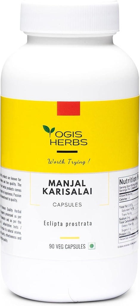 YOGIS HERBS Manjal Capsules karisales - Bhringraj Capsules (False Daisy, Eclipsta alba) Supplément à base de plantes – 90 Capsules de Veg