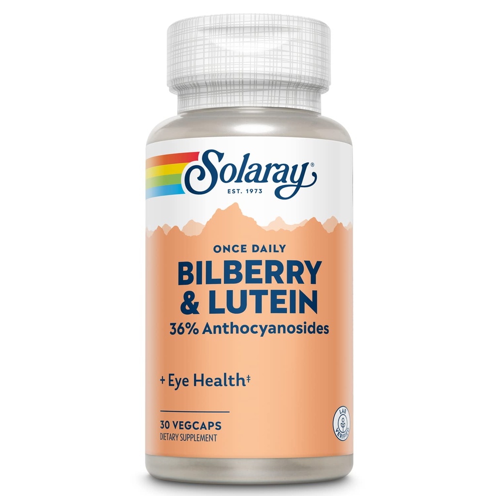 SOLARAY Un supplément quotidien de myrtilles et de lutéines, 160 mg 30 Nombre