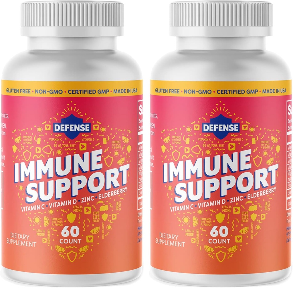 Supplément pour les adultes (30 jours) Supplément pour les hommes et les femmes avec vitamine C, zinc, sureau et vitamine D3, antioxydant quotidien, sans OGM, sans gluten