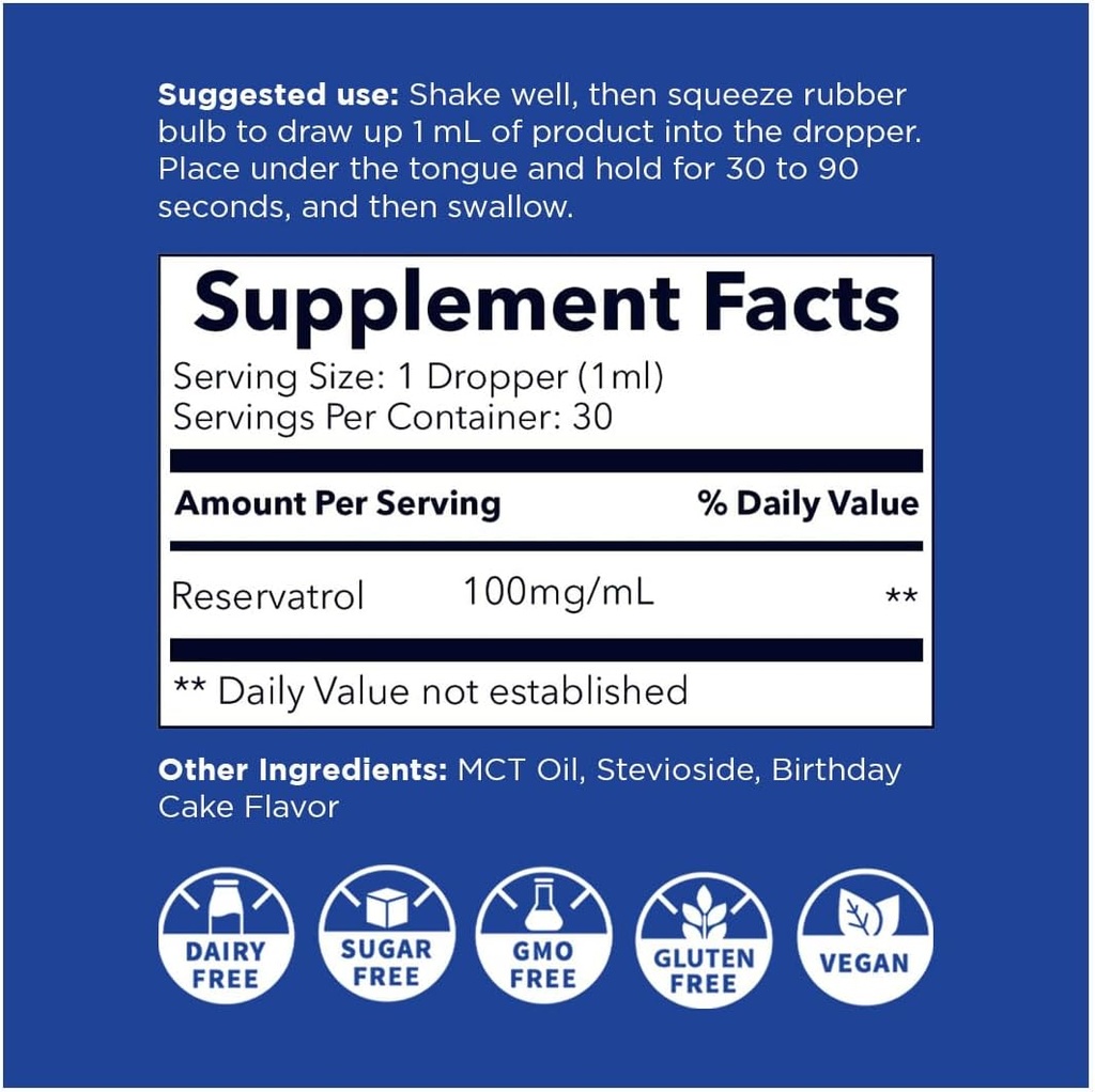 Solutions nanoceutiques Resveratrol Nano liquide Trans Resveratrol Supplément pour la santé du cerveau et du coeur