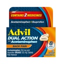Advil double action Caplets de douleur du dos livre 250mg Ibuprofène et 500mg Acétaminophène par dose pour 8 heures de soulagement de la douleur du dos - 18 Compte