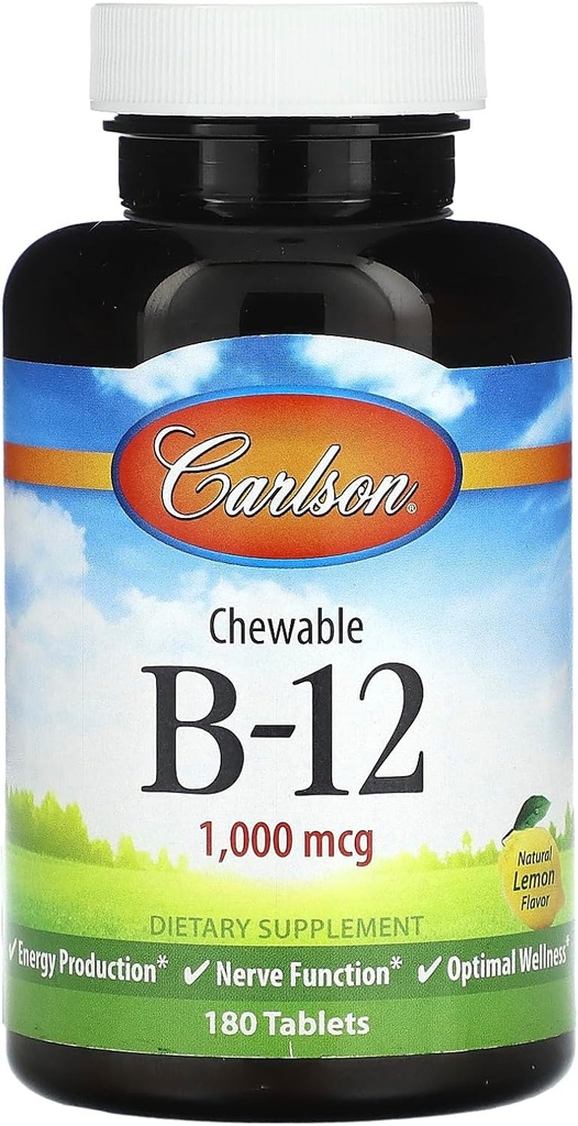 Carlson Labs B-12-SL, 1000mcg, 180 Chewable Tablets