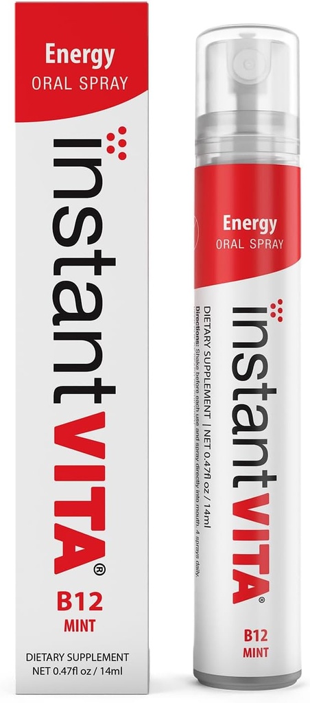 supplément d'énergie instantanéevita – vitamine B12 1000 mcg spray oral pour une absorption plus rapide, 1 mois d'approvisionnement, saveur de menthe, 0,47 Fl Oz