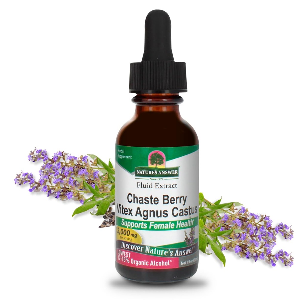 Supports Female Hormonal Balance, Made from 2000 mg pure herb per 2 ml serving and Certified Organic Low Alcohol, Gluten Free, nonGMO, Kosher certified, Vegan