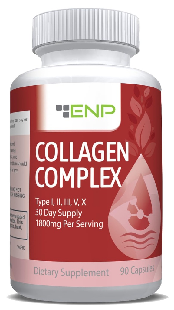 ENP Collagen Complex, Type I, II, III, V et X, dérivé de sources non végétales, confort articulaire, flexibilité et force osseuse, 90ct, 30 jours