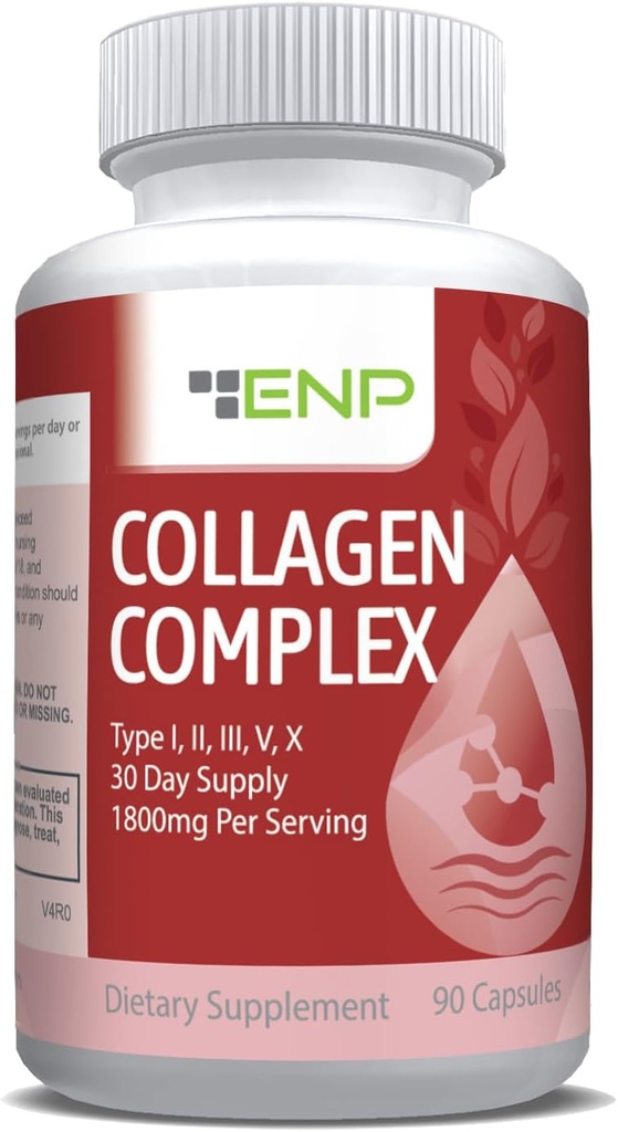 ENP Collagen Complex, Type I, II, III, V et X, dérivé de sources non végétales, confort articulaire, flexibilité et force osseuse, 90ct, 30 jours