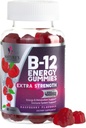 B-12 Gommies d'énergie vitaminique 4500mcg - Extra Strength B12 Gummy Chewables pour le métabolisme énergétique et le soutien immunitaire - Supplément alimentaire pour les femmes, les hommes et les enfants - Non-OGM, Vegan, Berry Flavor - 60 comte