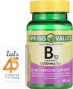 Spring Valley Timed-Release Vitamine B12 Comprimés, 1 000 Mcg, 60 Comte, Complexe B12 pour femmes et hommes avec 45 Diabète Décodé