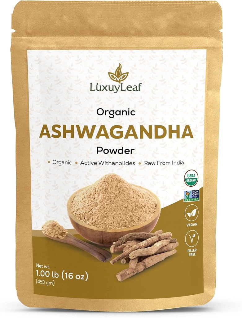 Poudre de racines de LuxuyLeafOrganic Ashwagandha, non-OGM et amis des végétaliens (poudre de Ashwagandha)