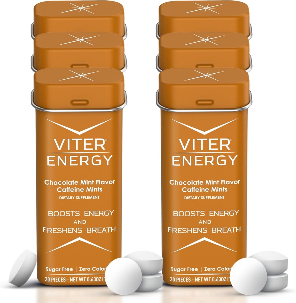 Vitre énergie Menthes caféinées 40mg Caféine, B Vitamines, sans sucre.