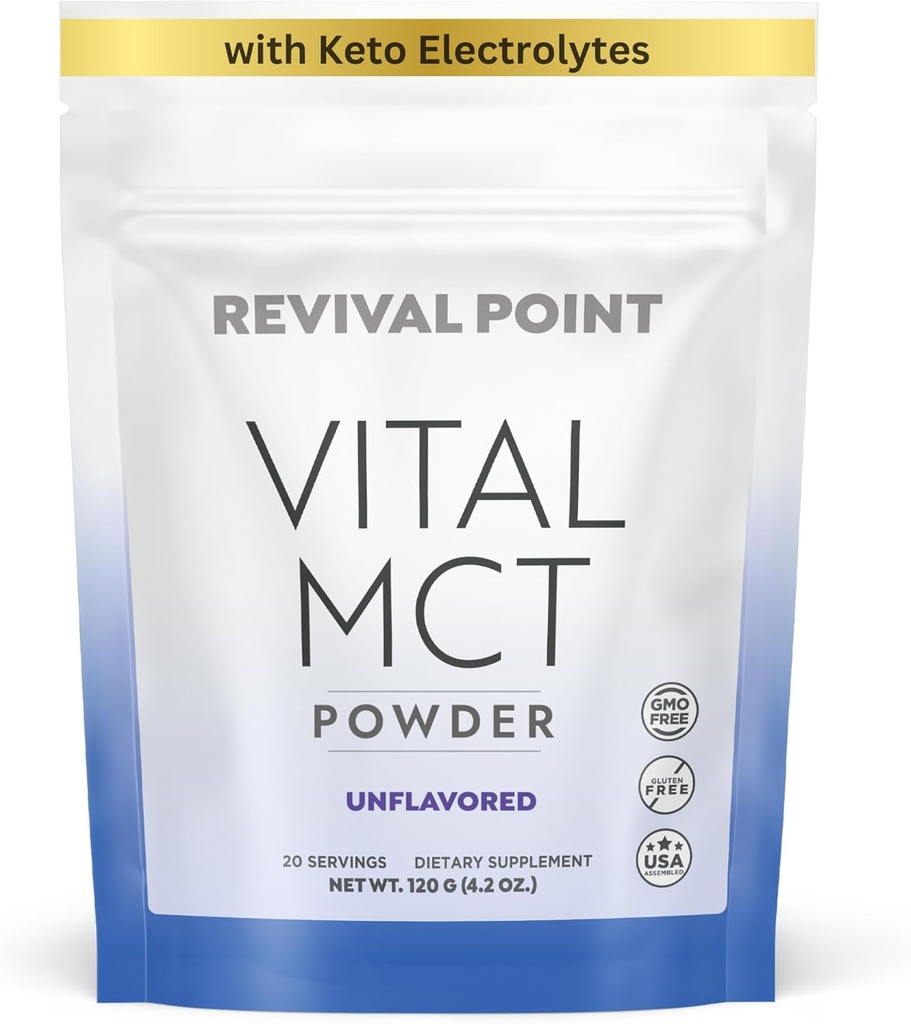 Poudre d'huile MCT premium non aromatisée avec électrolytes kéto- crème pour café, thé et Shakes- comprend 15x Biodisponible Picolinate de chrome, C10 et C8 MCT huile dérivée de noix de coco – 120 Grams
