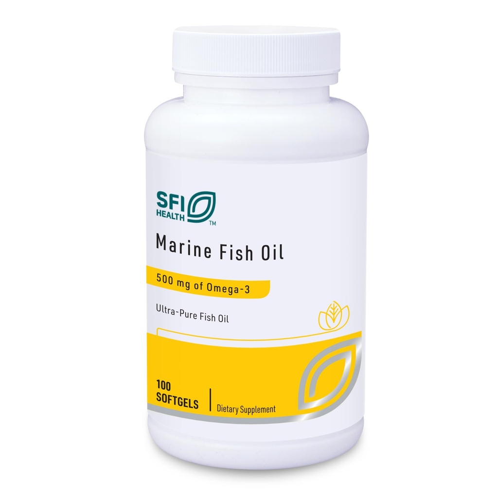 Klaire Labs SFI Santé Huile de poisson marine - Ultra Pure 300 Milligrammes EPA & 200 Milligrammes DHA Omega 3 Huile de poisson non aromatisée sans goût de poisson, sans cholestérol et sans gluten (100 softgels)
