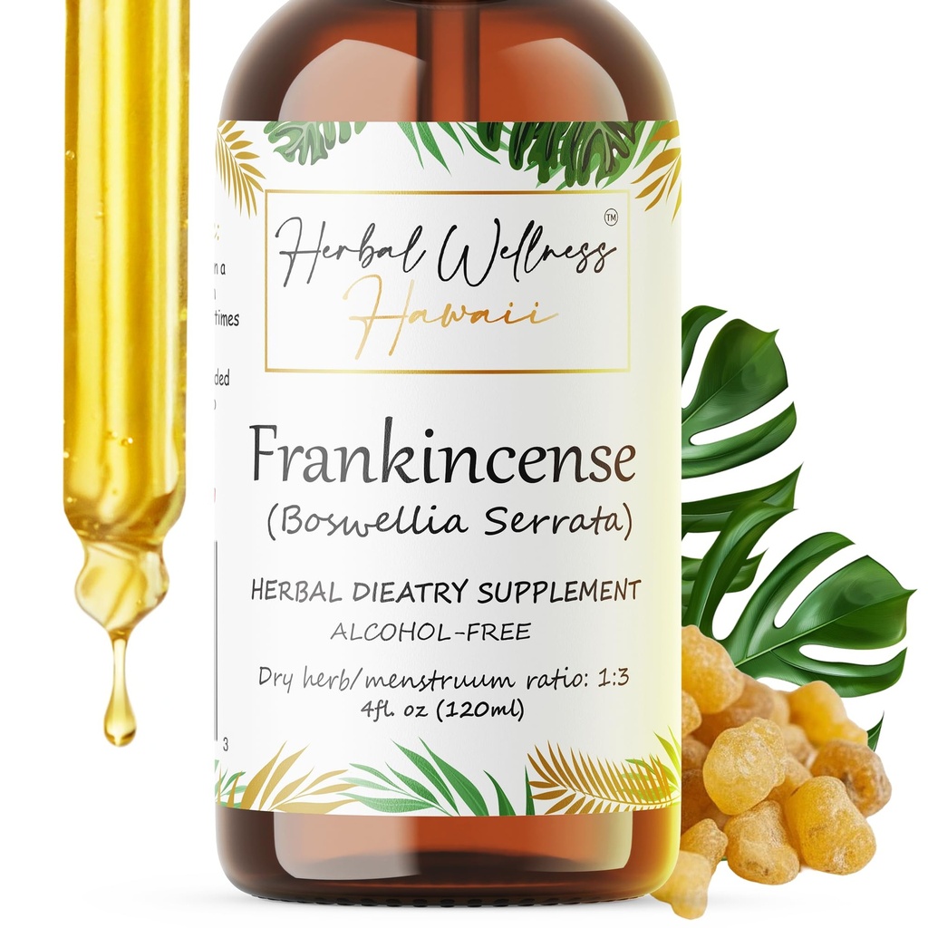 Extrait liquide de Frankincense - Supplément bien-être à base de plantes, Boswellia Serrata Teinture de résine séchée, sans alcool 4 Fl.oz