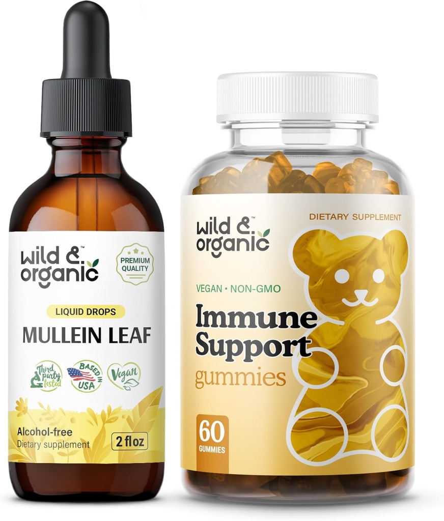 Wild & Organic Mullein Drops 2 oz & Immune Support Gommies