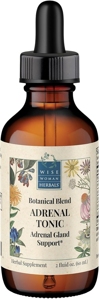 Herbals Wise Woman Extrait de liquide tonique adrénal, mélange d'adaptogène à base de plantes avec Eleuthero, Ashwagandha et réglisse, soutient une fonction adrénale saine, énergie, endurance, stress et focus, non-OGM, 2 Fl Oz