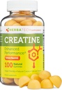 Gommies monohydratées de créatine pour les hommes et les femmes (100 comtes, grosse bouteille, 5 000 mg) Taille naturelle en vrac à croquer Fabriqué aux États-Unis