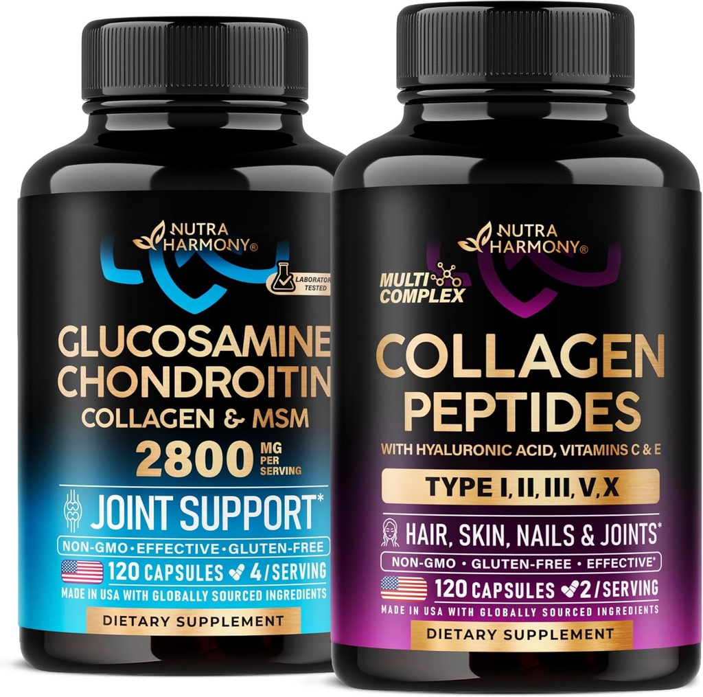NUTRAHARMONY Glucosamine Chondritine et collagène Peptides Capsules