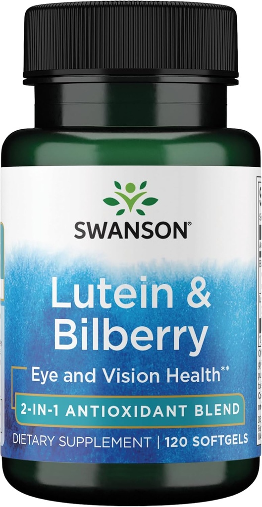 Swanson Standardized Lutein & Bilberry - Natural Supplement Promoting Eye Sight & Eye Health - Formula to Help Reduce Eye Fatigue & Strain - (120 Softgels)