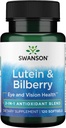 Swanson Lutéine et Bilberry standardisés - Supplément naturel Promouvoir la vue et la santé des yeux - Formule pour aider à réduire la fatigue et la souche des yeux - (120 Softgels)