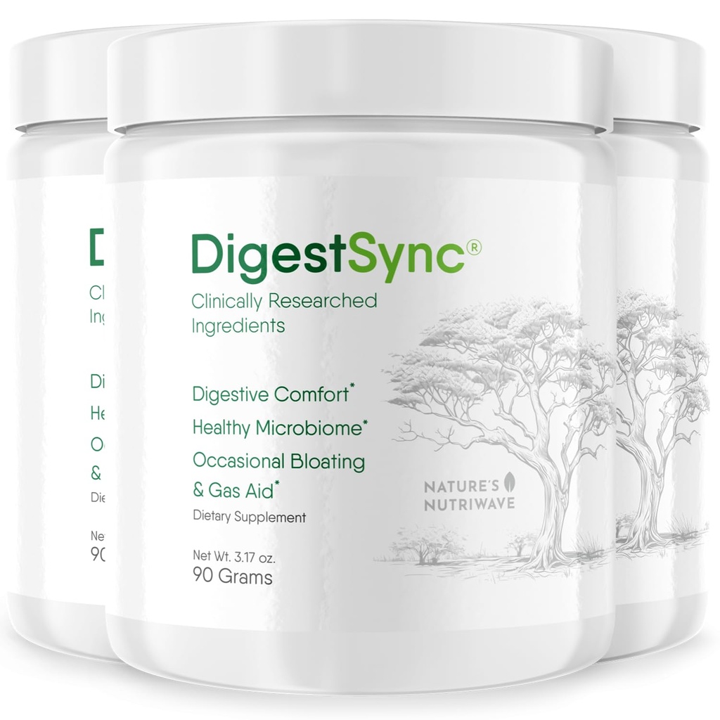 DigestSync Supplément de digestion pour Gut Health - Poudre naturelle pour le soutien digestif, Bloating Relief pour les femmes et les hommes, 100% poudre verte naturelle - 3 mois d'approvisionnement