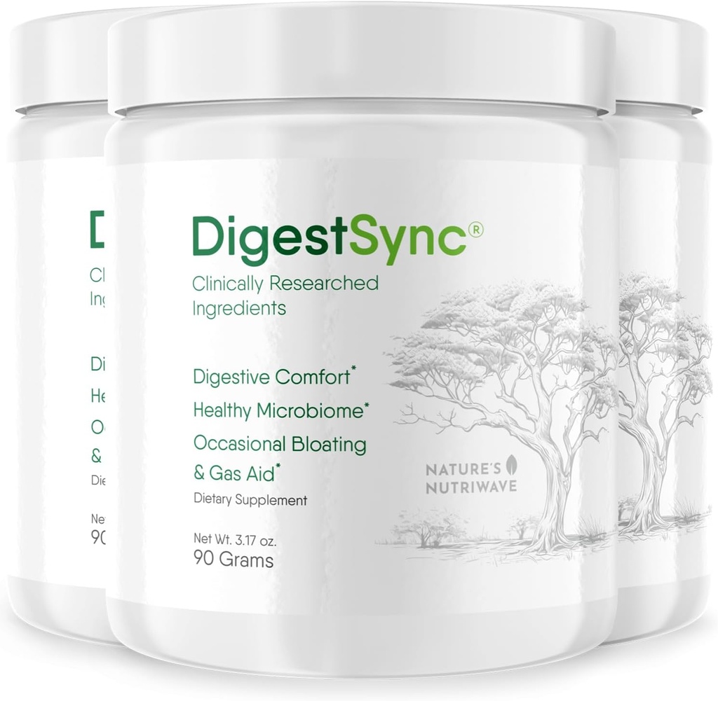 DigestSync Supplément de digestion pour Gut Health - Poudre naturelle pour le soutien digestif, Bloating Relief pour les femmes et les hommes, 100% poudre verte naturelle - 3 mois d'approvisionnement