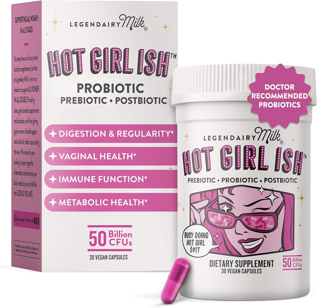 Legendairy Milk Hot Girl Ish™ - Daily Probiotics for Women with 50 Billion CFU - Women's Probiotic Supplement with 20 Probiotic Strains, Prebiotics & Postbiotic for Digestive, Gut & Immune Health