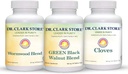 Dr Clark Store Kit de soutien et de nettoyage intestinal - avec les coques de noix noires séchées au gel, Wormwood et Cloves-helps maintenir la fonction intestinale optimale - Capsules végétariennes