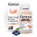Genexa Kids.com Médecine de la congestion de la toux et de la poitrine propre, sans colorant, 0% Additifs artificiels, sirop de toux multisymptômes pour enfants 4-11, suppresseur de la toux et expectorant, saveur de bleuet biologique, 4 fl oz