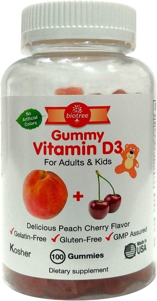 BioTree Labs Vitamine D Ours gommy - Pack de 100, pour les adultes et les enfants