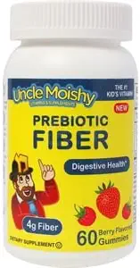 Oncle Moishy Vitamines Fibre prébiotique 60 Gummées sans sucre Keto Gummy Chews pour les tout-petits.