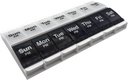 Bouton poussoir EZY DOSE (7 jours) Cas de pilule, planificateur de médicaments, organisateur de vitamines, 2 fois par jour conteneur AM/PM, X-Grands Compartiments, Arthrite Friendly, sans effort ouvert, clair lids, bleu/blanc, sans BPA