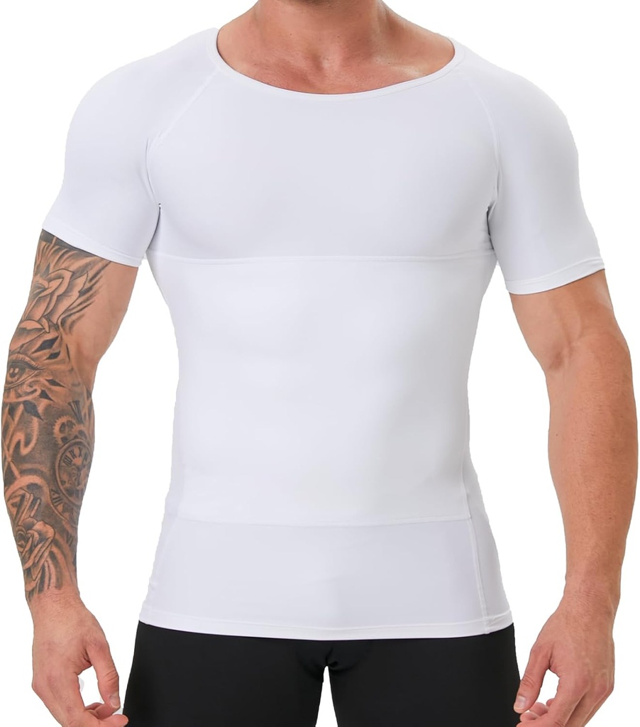 Formeur de corps pour hommes, Compression Shapewear Vest Slimming Sous-shirt Tank Top, Tummy Control Chest, Hide Gynécomastie