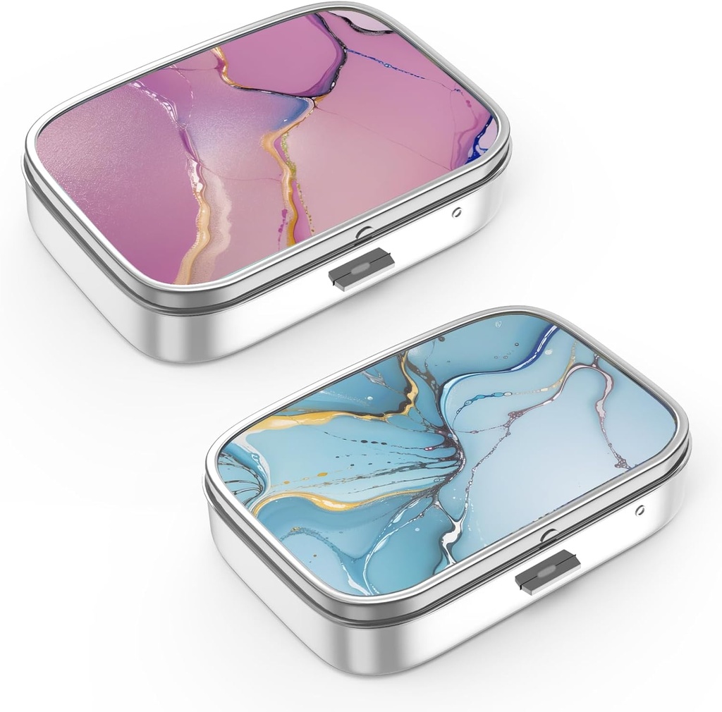 Pill Box 2 Compartiment petit cas de pilule, Portable pour Pocket ou Purse Pill Organizer Porte-conteneur de pilule pour tenir les vitamines, médicaments, huile de poisson et suppléments(2PCS)