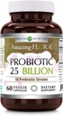 Amazing Flora Probiotic Supplement: 25 Million-10 Strains: 60 Capsules de légumes non-OGM: sans gluten