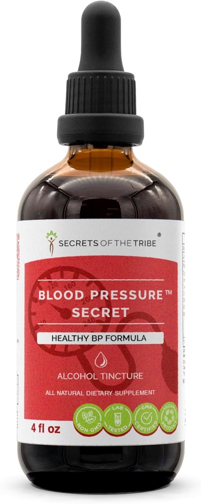 Secrets de la tribu - La pression artérielle Secret, formule de circulation saine, supplément à base de plantes Mélange gouttes Extrait liquide d'alcool (4 fl oz)