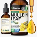 BIO KRAUTER Mullein Leaf Extract for Lungs 2 Fl. Oz - 28 jours d'approvisionnement - gouttes de Mullein pures pour le nettoyage pulmonaire et la désintoxication - suppléments respiratoires végétaliens - non-OGM, sans sucre et alcool
