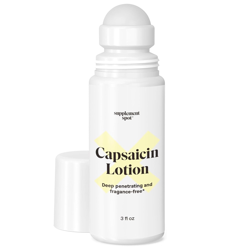 Lotion Capsaicin – Crème pour Muscles & Joints – Rouleaux de pénétration profonde avec Crème Capsaicin à 0.075 % – (3 oz)
