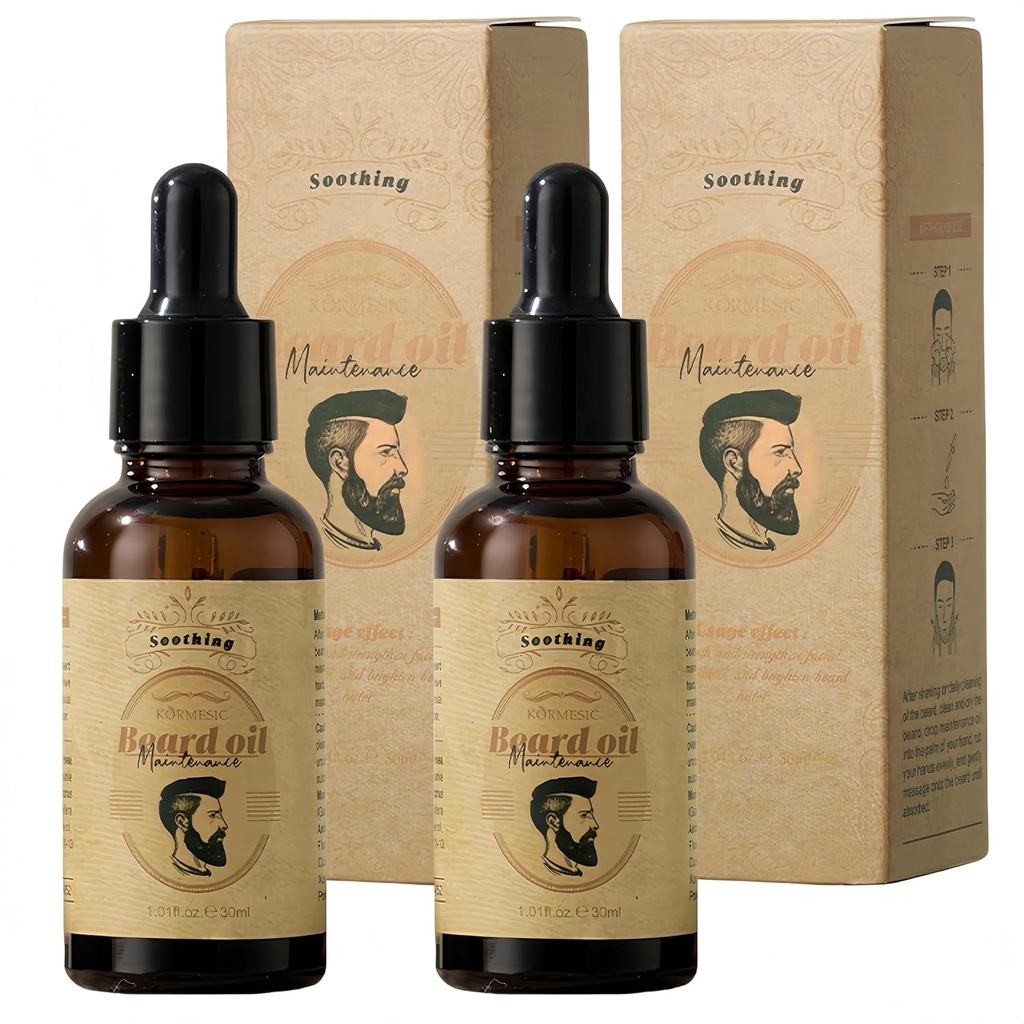 Huile de barbe 2-Pack - Avocat, Macadamia et mélange d'huile de carthame pour les hommes