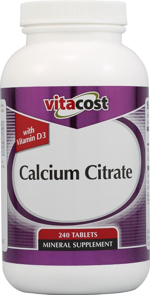 Citrate de calcium Vitacost avec vitamine D3-1000 mg par portion - 240 comprimés