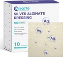 Conkote Argent Alginate Wound Dressing Pads 2=2 x 2=10, 10 Pack, Patchs Ag de padding nonick, très absorbant pour l'ulcère de pression, la plaie de lit et l'ulcère diabétique du pied